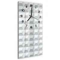 Tulup Wandklok - Geometrische achtergrond Gekleurde Glazen Klok - 30x60 cm - Wit Glazen Klok Met Print - Zwarte handen - Rechthoekige Klok - Moderne Wandklok Glas - Wandklok Glas Decoratie