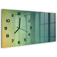 Tulup Wandklok - Zeegradiënten Wandklok Glas Decoratie - 60x30 cm - Veelkleurig Gekleurde Glazen Klok - Zwarte handen - Rechthoekige Klok - Klok Glas Met Opdruk - Moderne Wandklok Glas