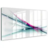 Tulup Wandklok - Golfabstractie Wandklok Glas Met Motief - 60x30 cm - Veelkleurig Decoratieve Glazen Klok - Witte handen - Rechthoekige Klok - Gekleurde Glazen Klok - Glazen Klok Met Print