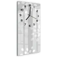 Tulup Wandklok - Bloemenpatroon Moderne Wandklok Glas - 30x60 cm - Grijs Wandklok Glas Decoratie - Zwarte handen - Rechthoekige Klok - Glazen Wandklok Design - Klok Glas Met Opdruk