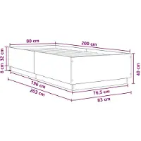vidaXL Bed Frame met LED Wit 80 x 200 cm Bewerkt hout