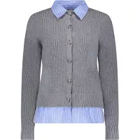 Geisha 64514-10 900 cadigan with stripe grey melange/blue-white stripe