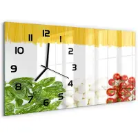 Tulup Wandklok - Italiaanse vlag Wandklok Glas Decoratie - 60x30 cm - Veelkleurig Gekleurde Glazen Klok - Zwarte handen - Rechthoekige Klok - Klok Glas Met Opdruk - Moderne Wandklok Glas