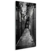 Tulup Wandklok - Stadsstraten Klok Glas Met Opdruk - 30x60 cm - Zwart-wit Moderne Wandklok Glas - Zwarte handen - Rechthoekige Klok - Decoratieve Glazen Klok - Glazen Wandklok Design