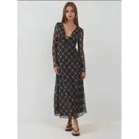 Hiccups for Kids Diepe V-hals Elegante Midi Ruit Bodycon Jurk
