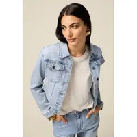 Oltre Denim Jacket With Micro Crystals Light Blue Maat: 36 | Spijkerjassen Outlet | Dames | Blauw