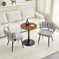 Ninkear Draaistoel, metalen frame, bekleed, 360° draaibaar, geschikt voor kantoor/woonkamer (lichtgrijs, walnoot + zwart)