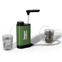 Merkloos Waterfilter 6000 liter, draagbaar, metaal, 3-laags filtratie, 0.01 micrometer, army green, voor camping