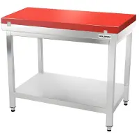 GOLDINOX Werkblad van roestvrij staal, 1000x700 mm, met rode snijplank -