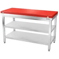 GOLDINOX Werkblad van roestvrij staal, 1600x700 mm, met rode snijplank en 2 PREMIUM-planken -