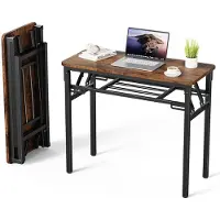 Merkloos Inklapbaar bureau 100x50 cm, donkerbruin hout, voor thuiswerk