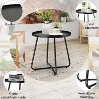 Merkloos Bijzettafel, rond, weerbestendig staal, zwart, voor tuin