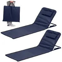 Merkloos Opvouwbare ligstoel 2 stuks, verstelbare rugleuning, draagtas, opbergvak, voor strand