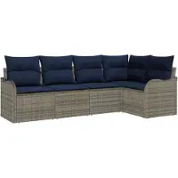 vidaXL Tuinbank Set Grijs poly rattan