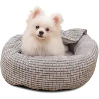 Merkloos Donut-hondenbed van pluche, geschikt voor kleine en middelgrote honden