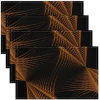 Merkloos Solidchoice - Set van 4 Oranje Zwarte Placemats - Ombre Abstract voor Keuken en Eettafel
