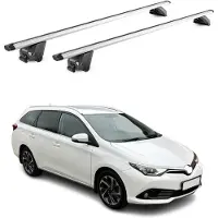 Aurilis Draagbalken, basissteunen voor Toyota Auris Mk2 Combi, 2012-2018, 100 kg, aluminium, ABE-certificering, grijs, 2-delig