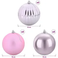 vidaXL Kerstbalset XL 9 st Roze Ø 15 cm Kunststof