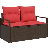 vidaXL Tuinbank met kussens, 120 x 62 x 69 cm, polyrotan