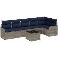 vidaXL Tuinset met loungebank, grijs, van polyrotan