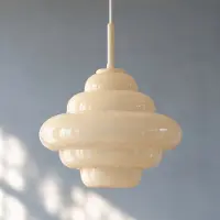 LUCANDE Hanglamp Leilani, dimbaar, geel / oranje, Woon-/ Eetkamer, Glas, Design, hanglamp