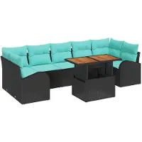 vidaXL Tuinbank Set 8 st Zwart Poly rattan