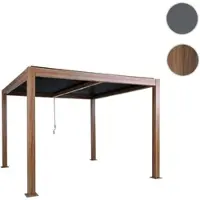 Mendler Pergola HWC-L46, tuinpaviljoen met lamellen, aluminium frame van 10 cm, regenafvoer die bestand is tegen storm, afmetingen 3x4 meter, houtlook