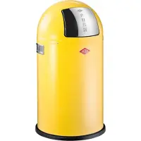Wesco Pushboy Prullenbak | 50 Liter | Metaal - Citroengeel | Vuilnisbak - Made in Germany