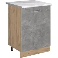 Vicco Keukenonderkast R-Line Beton/Goudkleurig Eiken 60 cm met 1 deur marmer werkblad, Model 72157