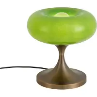 QAZQA Retro tafellamp donker brons met groene glazen kap 31cm - Glaze