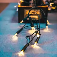 Hellum , kerstverlichting, 50 lampen, warmwit, voor kerstboom, groene kabel. Groene kabel, transparante lampen, lengte 7,35 meter