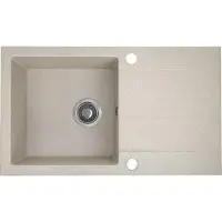 Kuchinox BADLAND Granitochtende, enkele spoelbak, model SHIRE, 44x76 cm, beige, met lange afvoerplaat | Sifon inbegrepen!