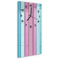 Tulup Wandklok - Kleurrijke strepen Gekleurde Glazen Klok - 30x60 cm - Veelkleurig Glazen Klok Met Print - Zwarte handen - Rechthoekige Klok - Moderne Wandklok Glas - Wandklok Glas Decoratie