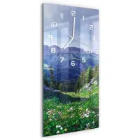 Tulup Wandklok - Alpen Gekleurde Glazen Klok - 30x60 cm - Groente Glazen Klok Met Print - Witte handen - Rechthoekige Klok - Moderne Wandklok Glas - Wandklok Glas Decoratie