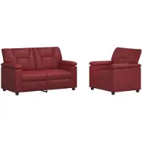 vidaXL Bankstel 2 pcs Wijnrood Kunstleer