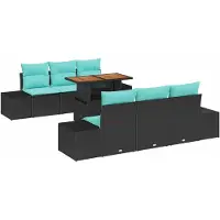 vidaXL Tuinset, 7-delig, zwart, polyrotan