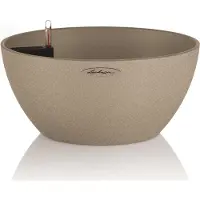 Lechuza CUBETO Stone 30 - Plantenbak - met uitneembare binnenbak - met bewateringssysteem - ALL-IN-ONE set met LECHUZA-PON - zandbeige