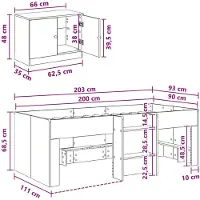 vidaXL Loft Bed Frame met Kast 3 st Gerookt eiken Bewerkt hout