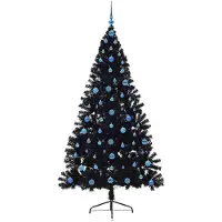 vidaXL Kunststof Voorverlichte Kerstboom met 300 LED Zwart 210 cm PVC