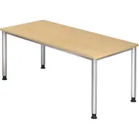 Hammerbacher H-Serie VHS Hoogteverstelbaar Bureau Rechthoekig Ahorn 4 metalen poten 1,800 (B) x 800 (D) x 810 (H) mm Spaanplaat, Staal