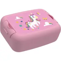 Day To Day Unicorn Set – Lunchbox 800ml, Drinkfles 450ml, set van broodtrommel en herbruikbare fles met eenhoornprint – BPA-vrij, Recyclebaar & Vaatwasmachinebestendig – Roze