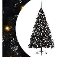 vidaXL Kunststof Voorverlichte Kerstboom met 300 LED Zwart 240 cm PVC