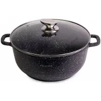 Kamille Pot 6,5 L met marmeren coating 4406, Pan + steelpan, Grijs