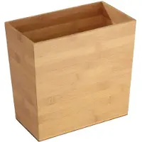 Famanu – Rectangular Afvalemmer, Natuurlijk Bamboe, 26.7 x 14.7 x 10 cm