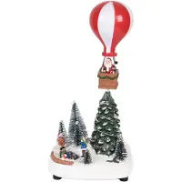 Clayre & Eef Kerstdecoratie met LED-verlichting en muziek Kerstboom 17x13x15/18 cm / 3xAA Groen Kunststof