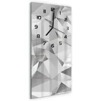 Tulup Wandklok - 3D-abstractie Glazen Klok Met Print - 30x60 cm - Grijs Wandklok Glas Met Motief - Zwarte handen - Rechthoekige Klok - Wandklok Glas Decoratie - Gekleurde Glazen Klok