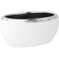 Polnix Decoratieve bloempot Moon 27x17x13cm keramiek/wit/zilver