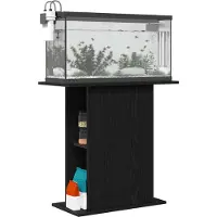 vidaXL Aquariumstandaard Zwart Eiken 75x36x72,5 cm Bewerkt Hout