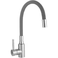 Kuchinox Kraan voor spoelbak, vrijstaand model, met flexibele uitloop, geborsteld staal/grijze afwerking, merk LAVEO