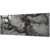 Wallfluent Fotobehang - Grijs Vliesbehang - 250x104 cm - Mysterieuze Uil Fotobehang Vlies - Hal behang Dieren - Muurschildering - Woonkamer behang